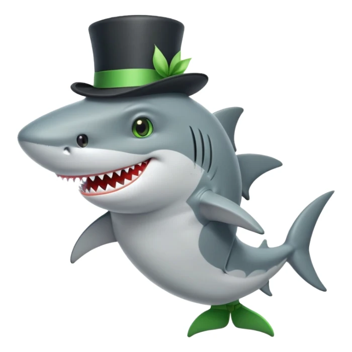 Shark with a top hat and green boots sticker