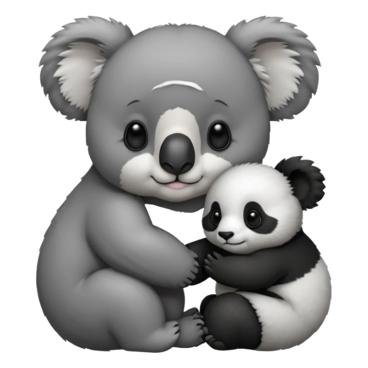 Big koala holding hand with small panda sticker