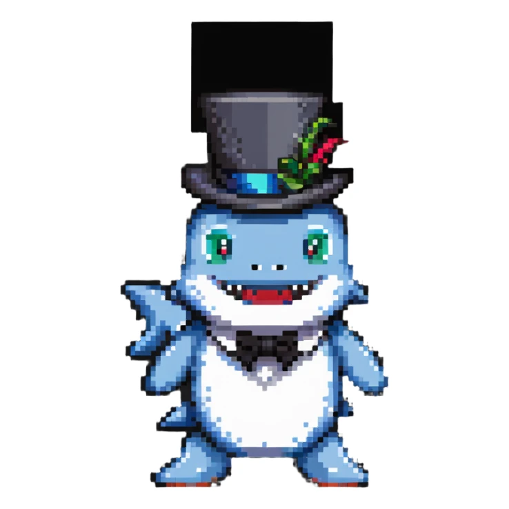 shark wearing a top hat sticker
