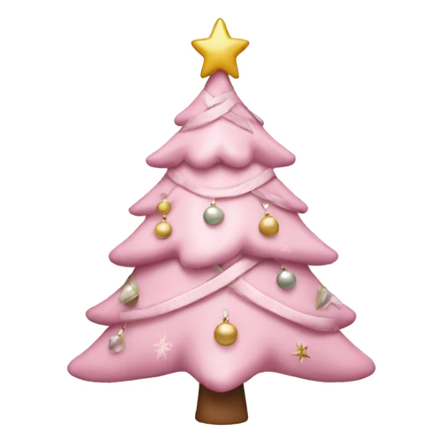 Pastel pink decorated Christmas tree sticker