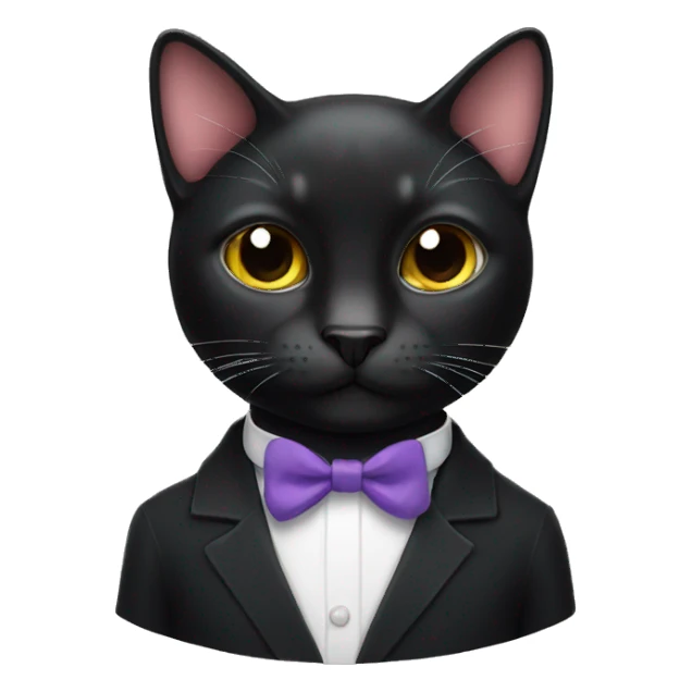black cat wearing bow tie sticker