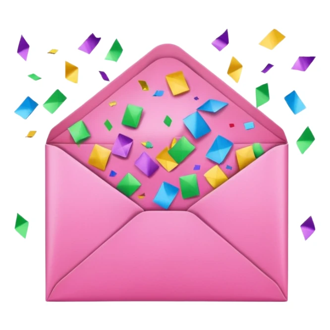 pinkenvelope with confetti sticker