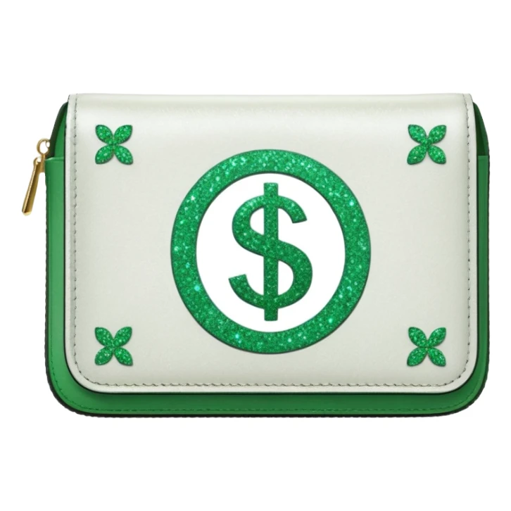 glitter white wallet green symbol $ sticker