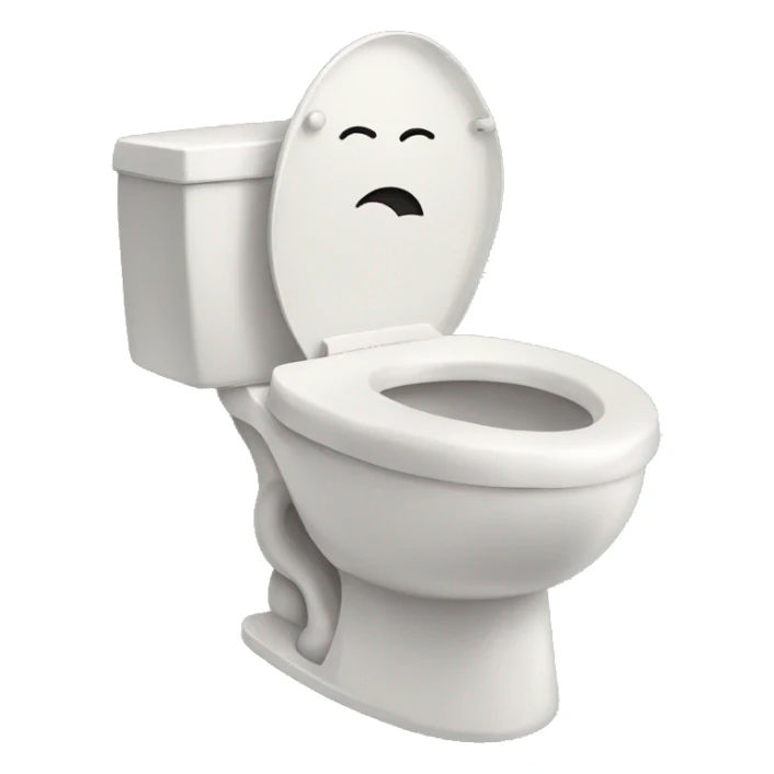 a toilet with a p sticker