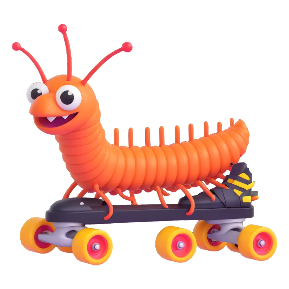 centipede on rollerskates sticker
