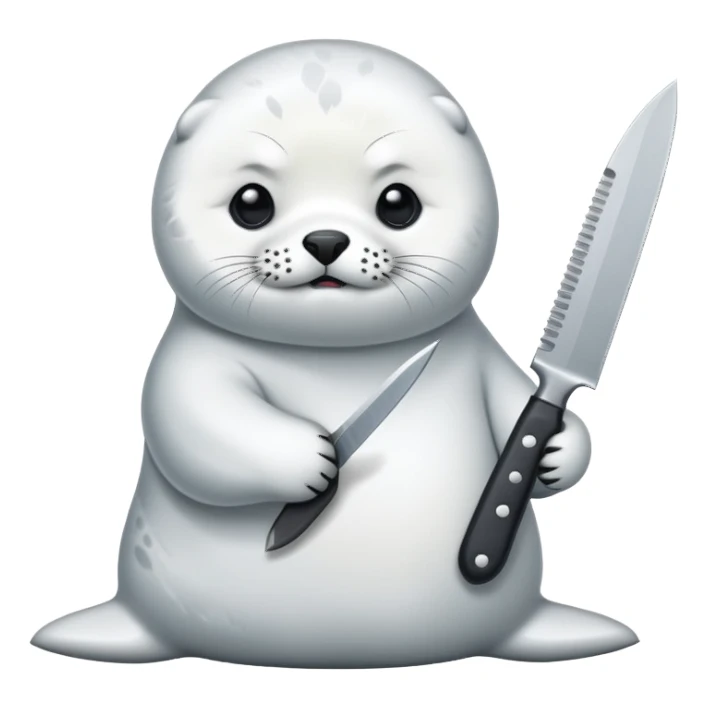 harp seal with knife sticker
