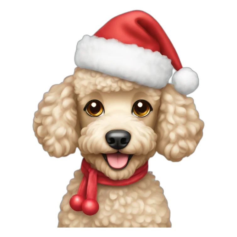 Poodle toy with Christmas hat sticker