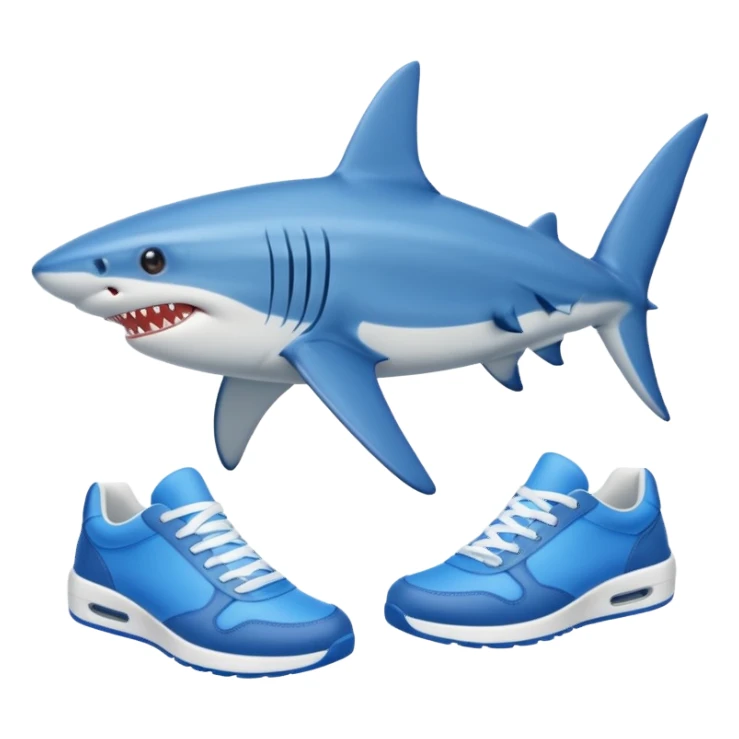 Un tiburón con tenis azules sticker