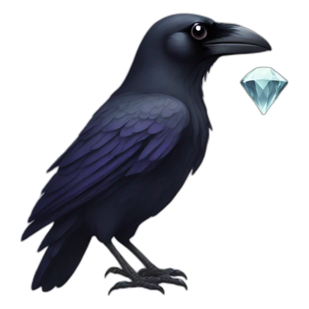 raven with a diamond in its beak sticker