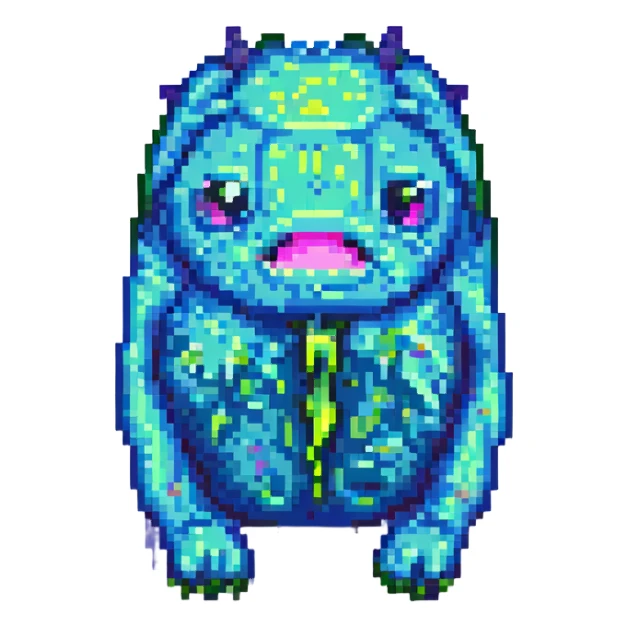slime monster pixel art sticker