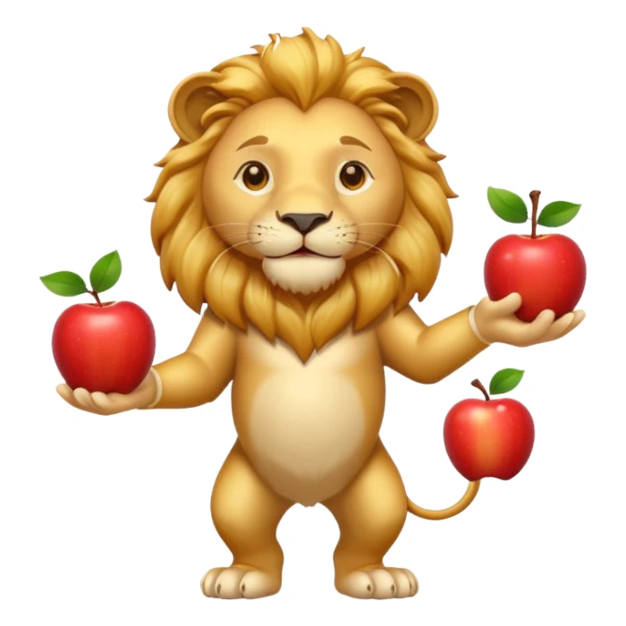 a Circus cute lion juggling two apple sticker