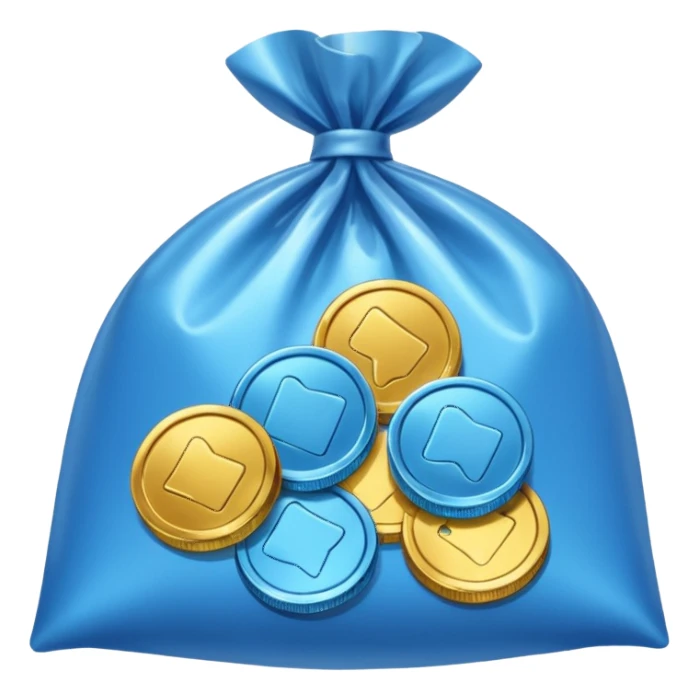 blue coins credit in a package sticker