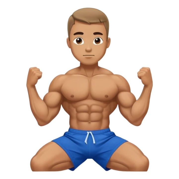 bodybuilder in blue shorts doing sit-ups sticker