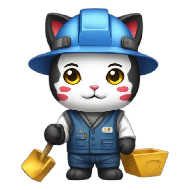 maneki neko mining worker  sticker