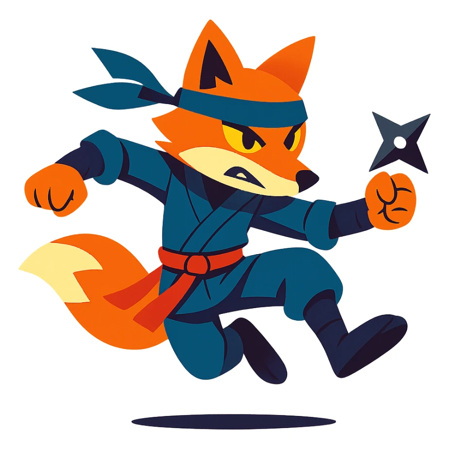 ninja fox, vibrant, dynamic pose sticker