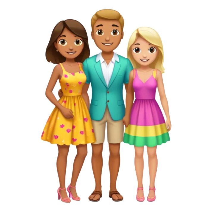 Man with 2 girls on a date sticker
