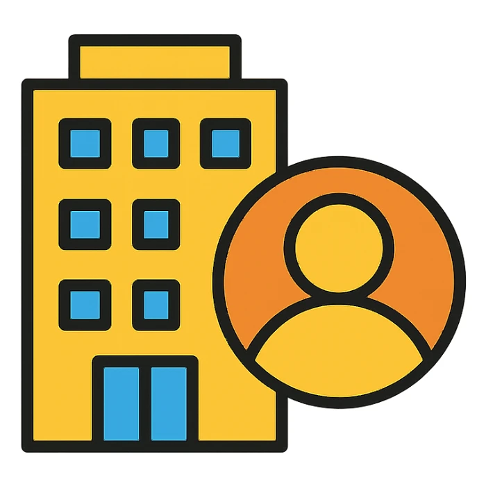 modern icon style combining company and profile elements sticker