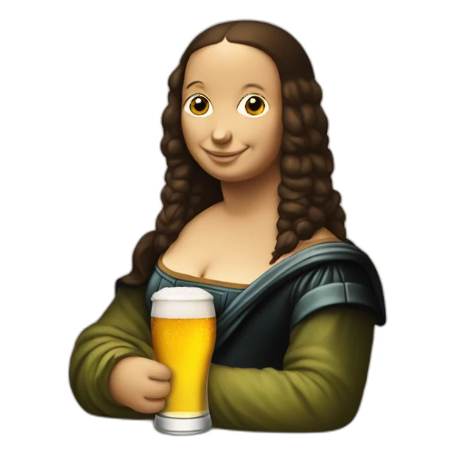 Mona lisa drinking beer sticker