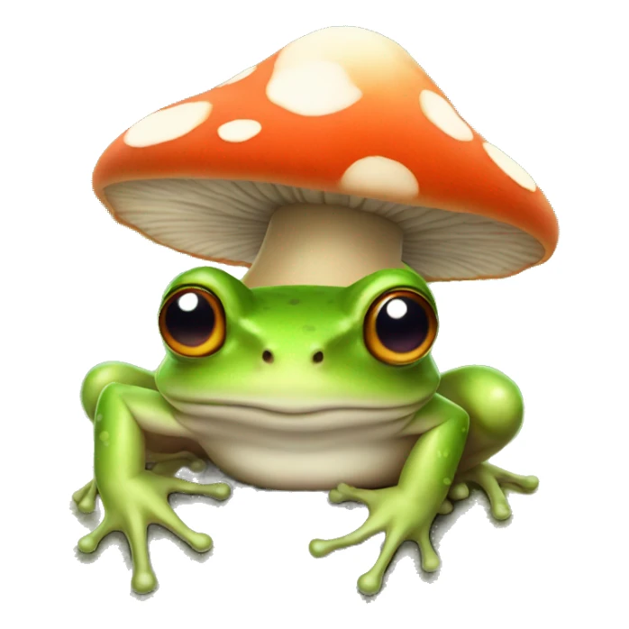 frog wearing a mushroom hat sticker