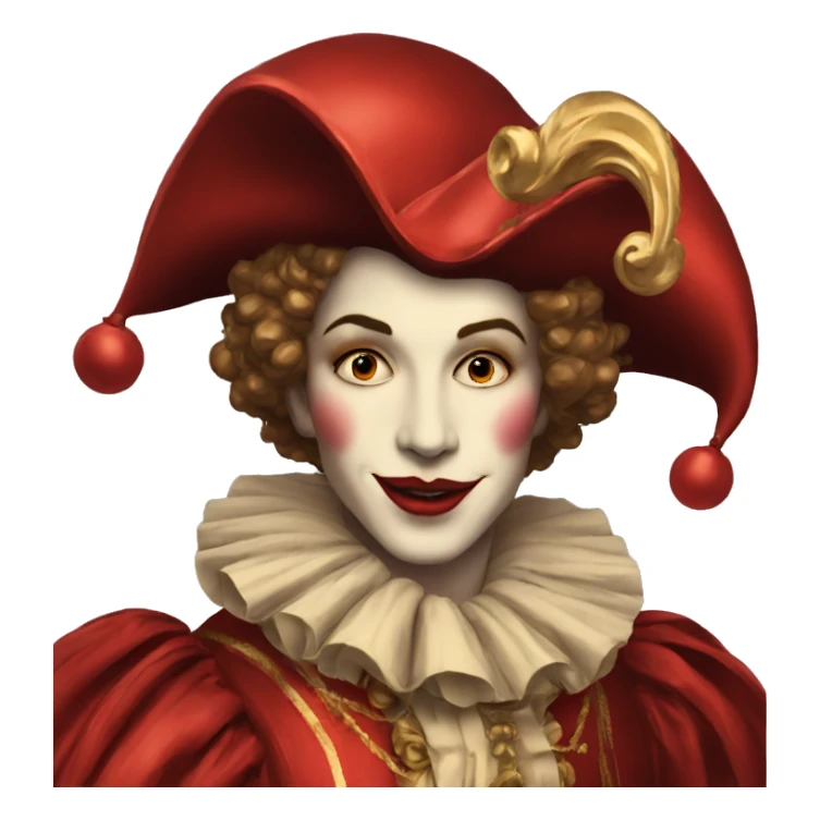 Vintage Jester high cheekbones, red, gilded  sticker