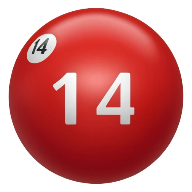 The number 14 on a red pool ball sticker