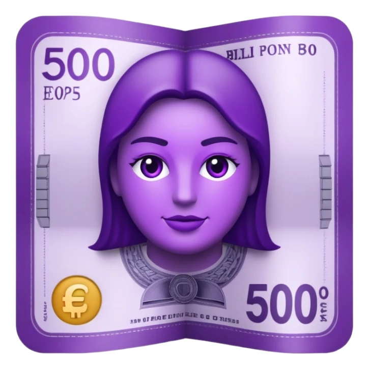 Realistic purple colored 500€ bill sticker