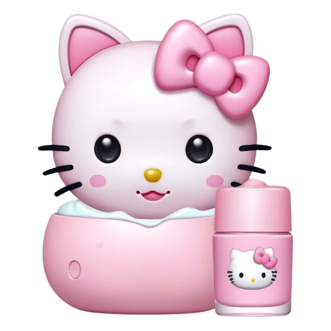 skincare with pink hello kitty sticker