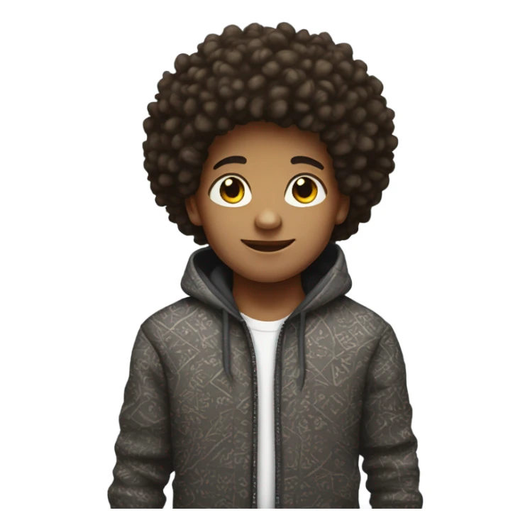 Boy with Afro and stitch hoodie sticker