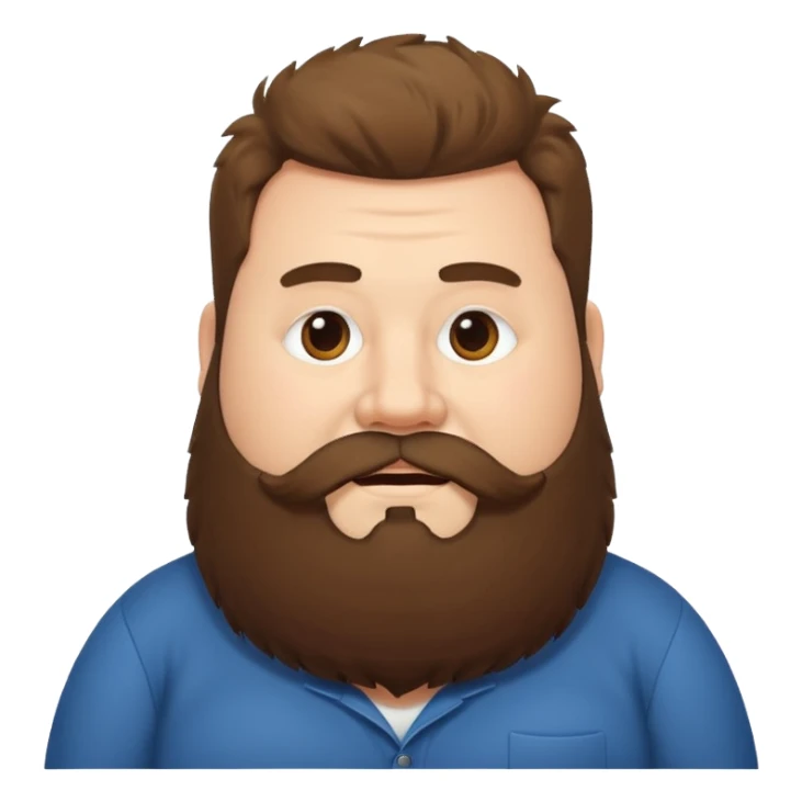 Tall chubby guy with big fluffy beard and a shag cut sticker