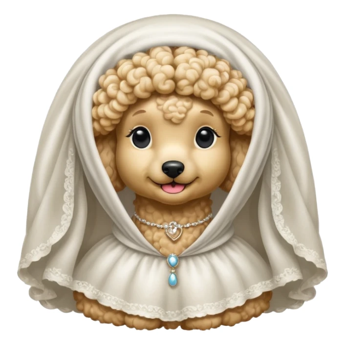 poodle in white veil  sticker