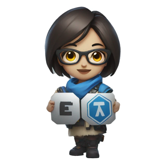 mei from overwatch posing with a piece sign sticker