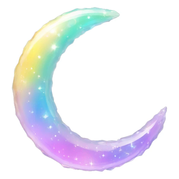 Pastel iridescent rainbow crystal crescent circle sticker