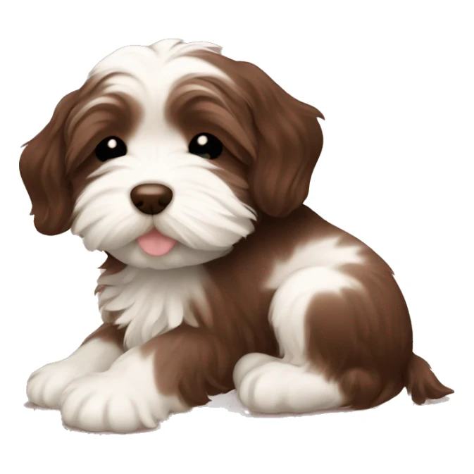 A chocolate Havanese puppy sleeping ￼ sticker