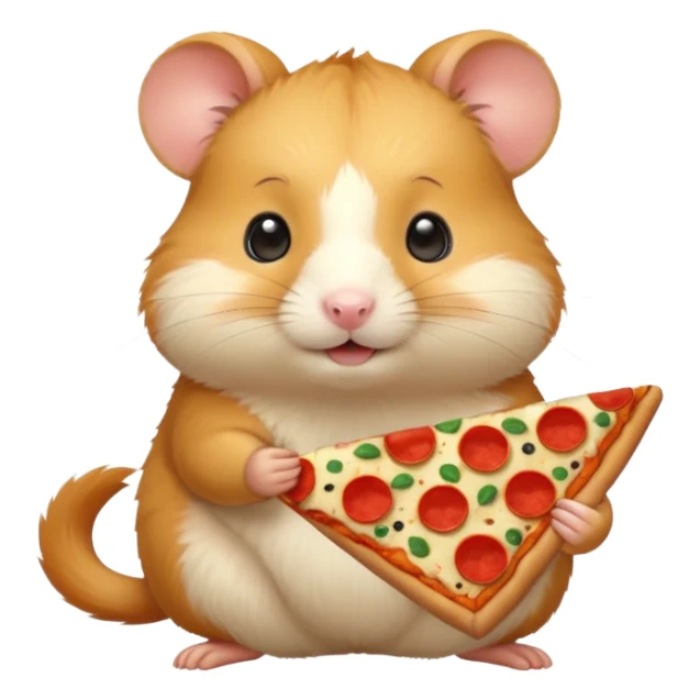 Golden hamster eating pizza sticker