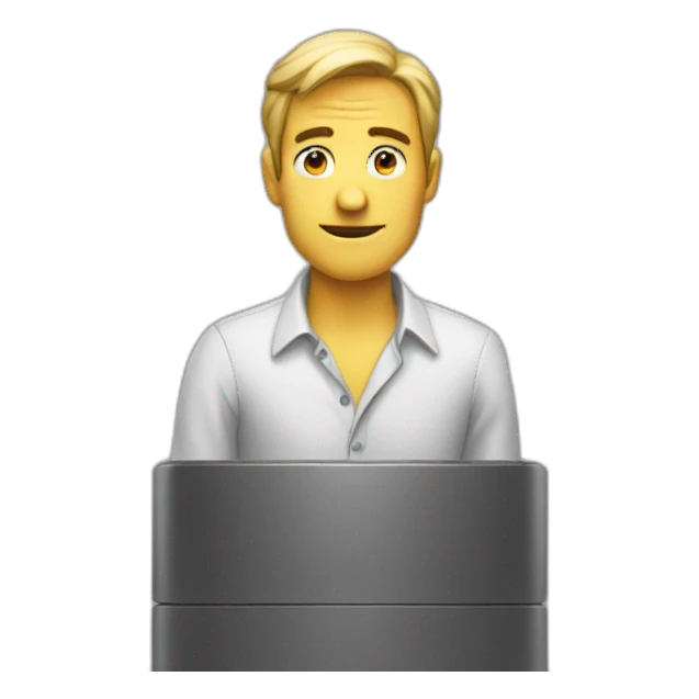 Man waiting to press button sticker