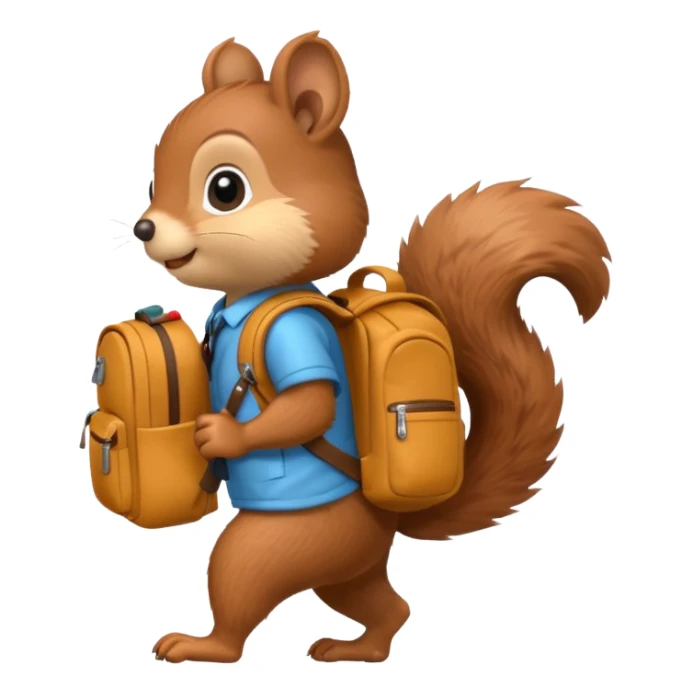 a squirrel walking with a backpack
 sticker