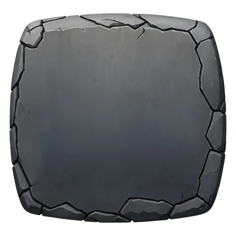 Create a dark gray stone truncated square pyramid, worn, weathered, with rounded edges and realistic rough texture sticker