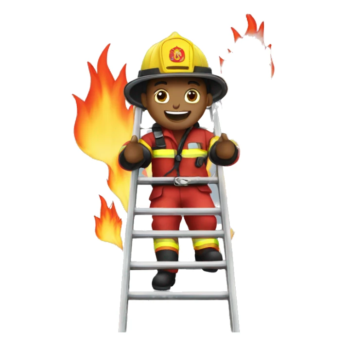 Fire fighter on a ladder sticker