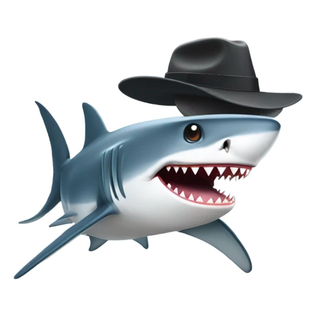 Shark with hat sticker