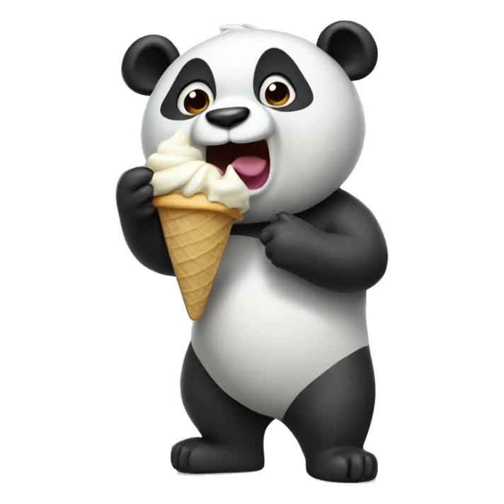 Panda eating ice cream when surfing sticker