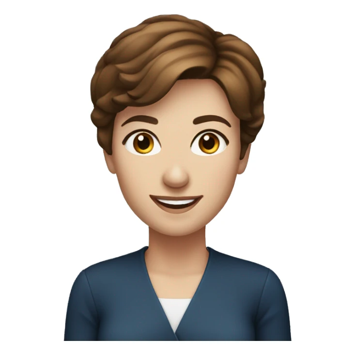 professional short brown haired woman smiling blue eyes sticker