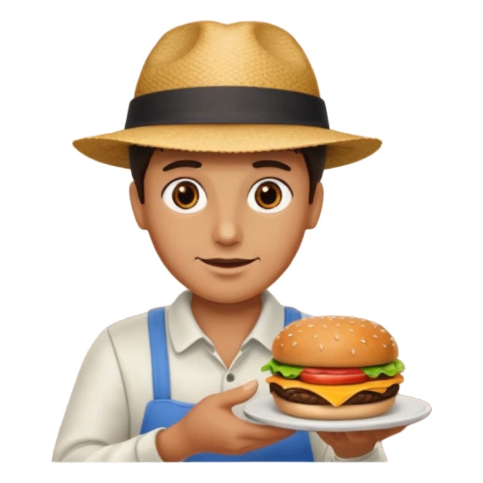 ordering a hamburguer on a restaurant sticker