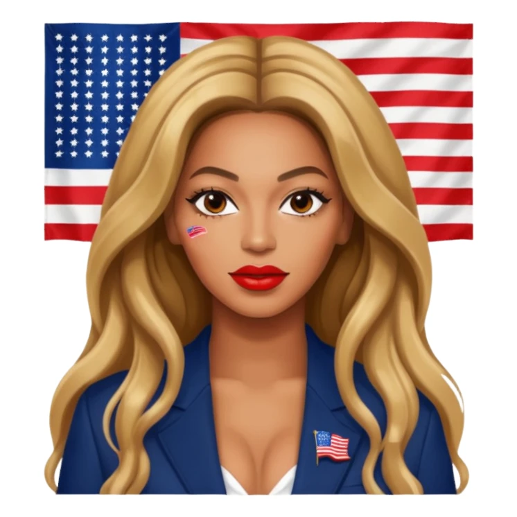 Beyonce with american flag sticker