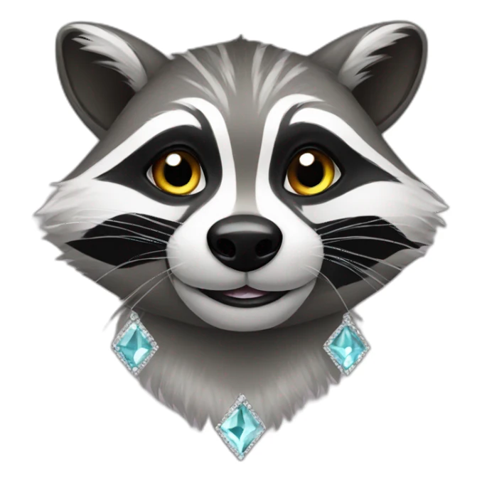 raccoon wearing diamonds sticker