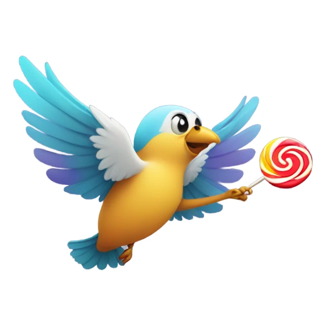 Bird flying plane with a lollipop sticker
