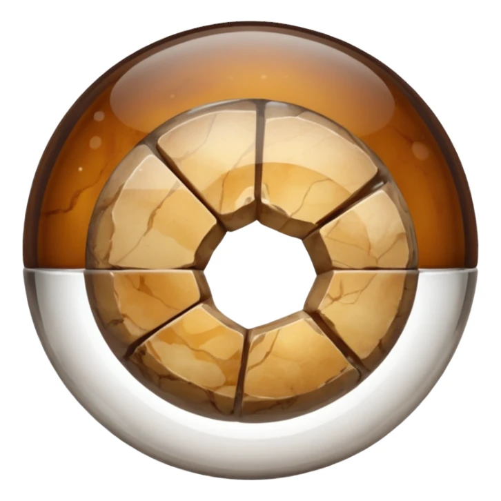 A glass marble with a half potato inside sticker