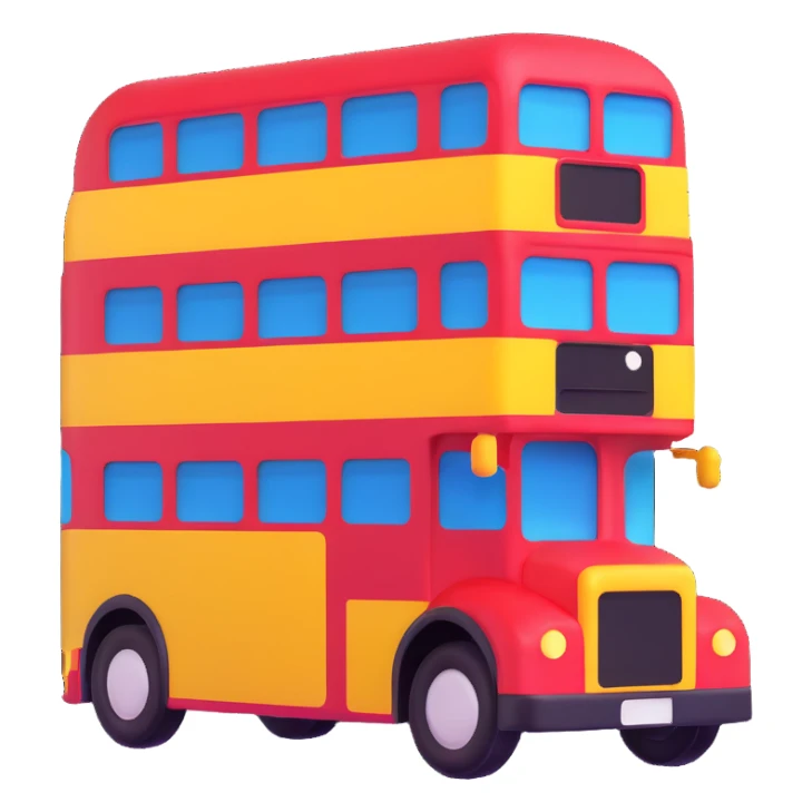double-decker bus, 3D emoji style sticker
