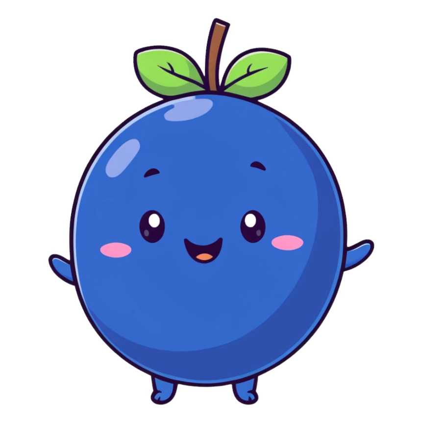 cute happy blueberry character sticker