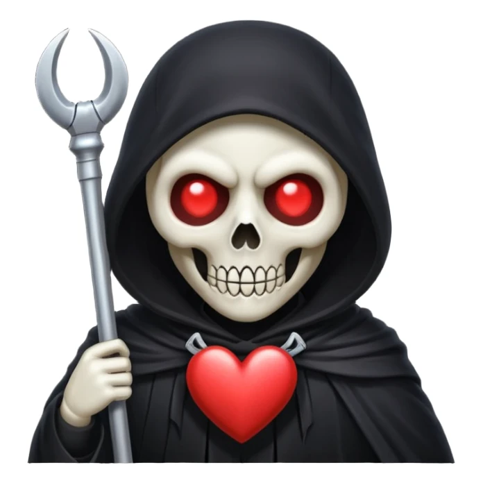 cute reaper with heart eyes face sticker