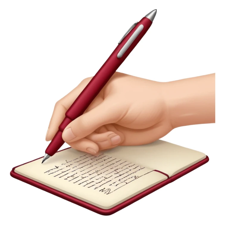 the hand writes with a dark red pen sticker